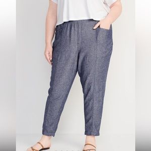 old navy high waisted cropped linen blend pants size XXL NWT